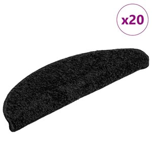 vidaXL Tapis d'escalier 20 pièces 56 x 17 x 3 cm Noir Demi-rond