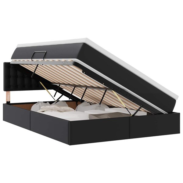 vidaXL Lit avec rangement et LED Noir 140 x 200 cm Cuir synthétique