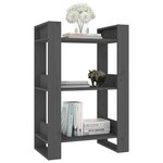 vidaXL Bibliothèque/Séparateur de pièce Gris 60x35x91 cm Pin massif