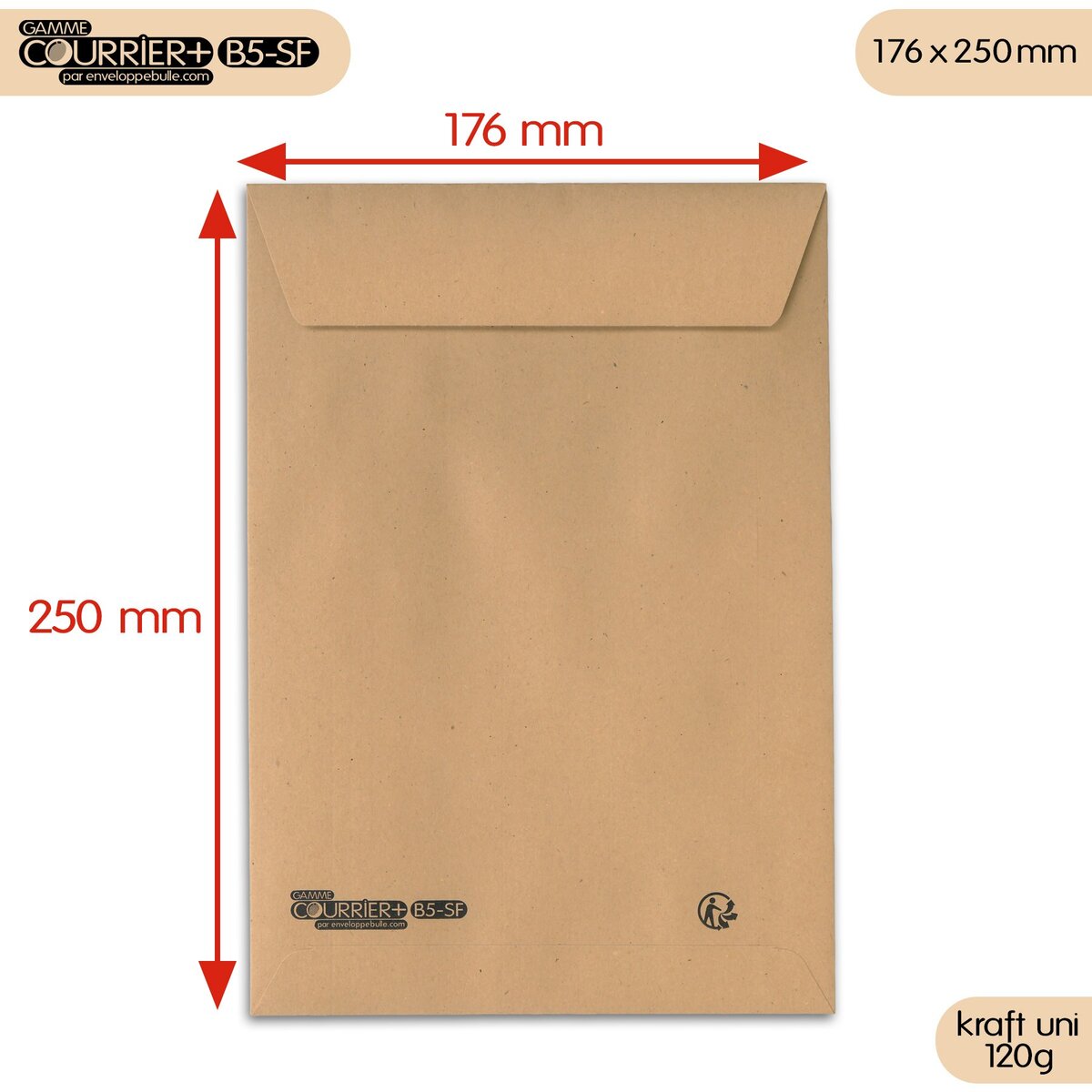 Lot de 1000 enveloppes kraft brun uni b5 gamme courrier+ - La Poste
