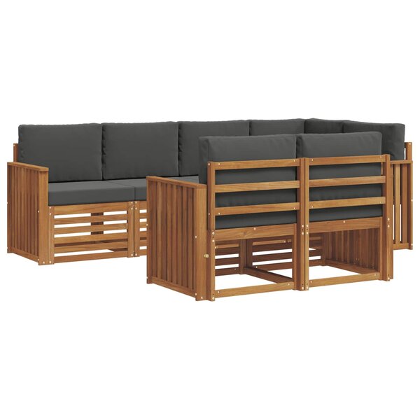 vidaXL Ensemble de canapés d'extérieur 7 pc Naturel et Anthracite