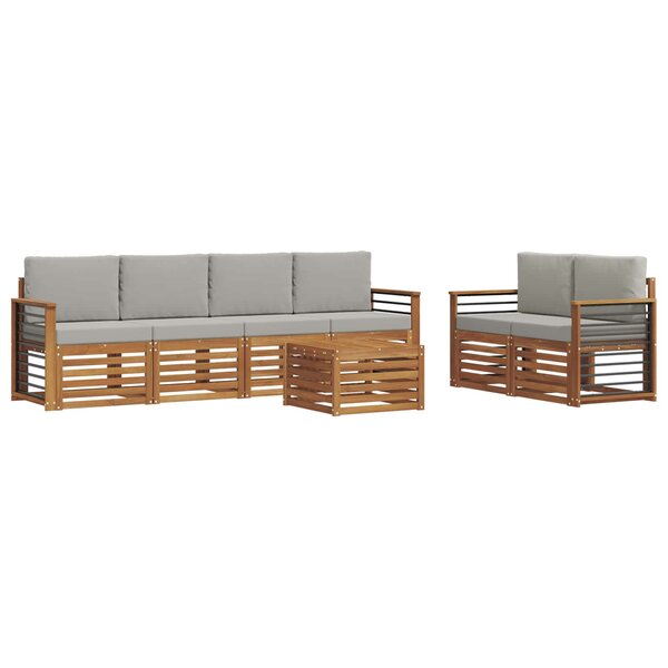 vidaXL Ensemble de canapés d'extérieur 7 pc Gris Naturel et Clair