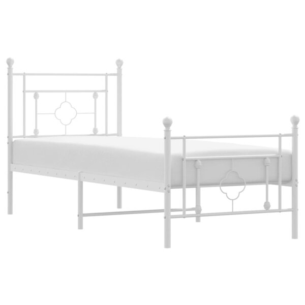vidaXL Cadre de lit métal avec tête de lit/pied de lit blanc 80x200 cm