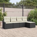 vidaXL Ensemble de canapé de jardin 5 Pièces Noir Poly rotin