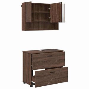 vidaXL Ensemble de mobilier de salle de bain 2 Pièces Chêne marron