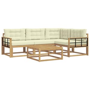 vidaXL Ensemble de canapés d'extérieur 5 pc Blanc et crème Polyester