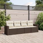 vidaXL Salon de jardin 4 Pièces avec coussins marron résine tressée