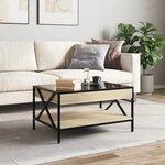 vidaXL Table basse avec LED infini chêne sonoma 70x50x38 cm