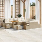 vidaXL Ensemble de Canapés de Jardin de 13 Pièces avec Coussins Beige Poly Rattan