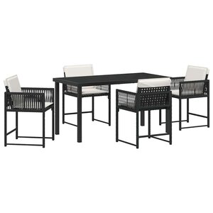 vidaXL Ensemble de salle à manger pour jardin 5 Pièces Noir polyrotin