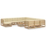 vidaXL Salon de jardin 13 Pièces avec coussins Marron miel Bois de pin