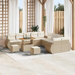 vidaXL Ensemble de canapé de jardin 13 Pièces Beige polyrotin