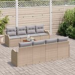 vidaXL Ensemble de canapé de jardin 9 Pièces Beige Poly rotin