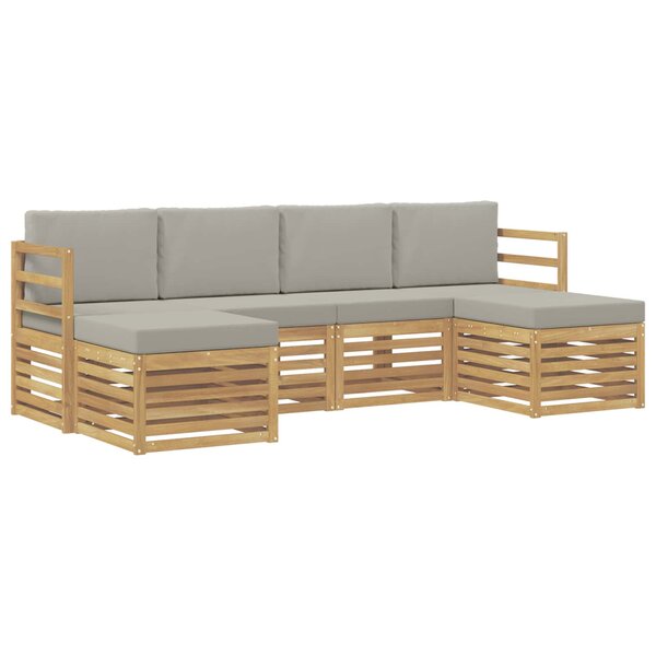 vidaXL Ensemble de canapés d'extérieur 6 pc Blanc et gris clair