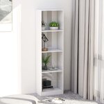 vidaXL Bibliothèque à 4 niveaux Blanc brillant Bois d’ingénierie