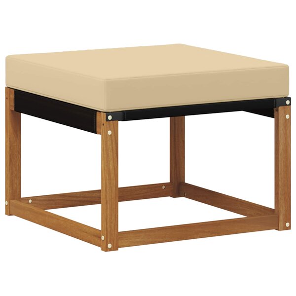 vidaXL Pouf d'Extérieur Bois d'acacia massif et tissu Textilène