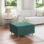 vidaXL Pouf de rangement avec coussin Vert foncé 80 x 80 x 45 cm tissu
