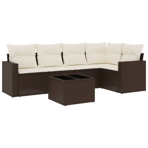 vidaXL Salon de jardin avec coussins 6 Pièces marron résine tressée