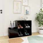 vidaXL Armoire à chaussures d’entrée noir brillant bois ingénierie