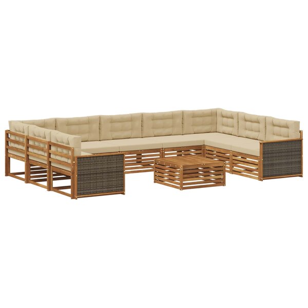vidaXL Ensemble de canapés d'extérieur 10 pc Naturel et Beige
