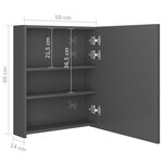 Vidaxl armoire de salle de bain à miroir led gris brillant 50x14x60 cm