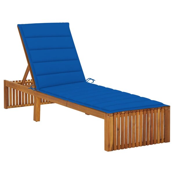 vidaXL Chaise longue avec coussin Bois d'acacia solide