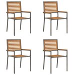 vidaXL Chaises de Jardin 4 Pièces Gris  Marron
