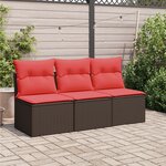 vidaXL Canapé de jardin avec coussins 3 places en résine tressée marron