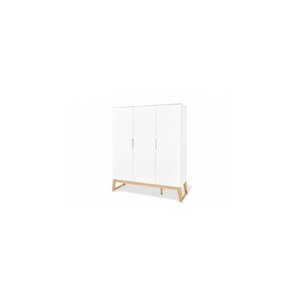 Armoire Bridge grande Semi poli fin MDF uni laqué blanc et massif frêne laqué clair