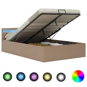vidaXL Cadre de lit à rangement et LED Cappuccino Similicuir 120x200cm