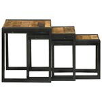 vidaXL Table Gigogne 3 Pièces Marron et noir Bois de manguier brut massif