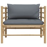 vidaXL Canapé de jardin avec coussins gris foncé Bambou