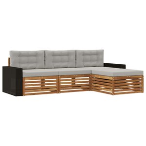 vidaXL Ensemble de canapés d'extérieur 4 Pièces Naturel et gris clair