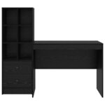 vidaXL Bureau avec rangement 2 Pièces Chêne noir 100 x 50 x 76 cm