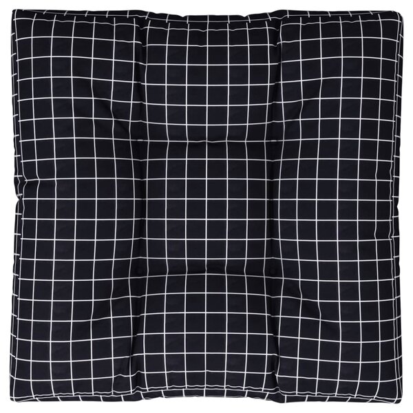 vidaXL Coussin de palette motif à carreaux noir 70x70x12 cm tissu