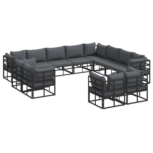 vidaXL Ensemble de canapé de jardin 12 Pièces Noir 353 x 283 x 71 cm