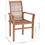 vidaXL Chaises à manger lot de 6 avec coussins anthracite Teck solide