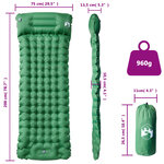 vidaXL Matelas de camping autogonflant avec oreiller 1 personne vert