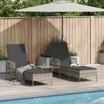 vidaXL Chaise longue 2 Pièces Gris clair 35 x 35 x 32cm polyrotin