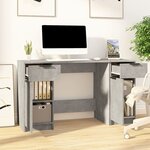 vidaXL Bureau avec armoire latérale Gris béton Bois d'ingénierie