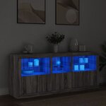 vidaXL Buffet avec lumières LED sonoma gris 162x37x67 cm