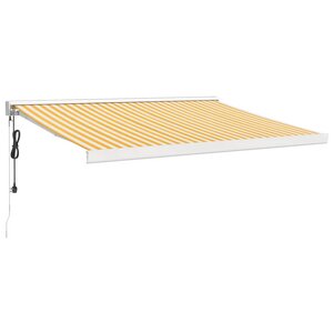vidaXL Auvent rétractable jaune et blanc 3x2 5 m tissu et aluminium