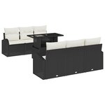 vidaXL Ensemble de canapé de jardin avec coussin 7 Pièces Noir Poly rotin