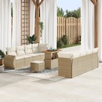 vidaXL Ensemble de canapé de jardin 11 Pièces Beige et crème Grand