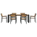 vidaXL Ensemble de salle à manger pour jardin 7 Pièces Noir et marron