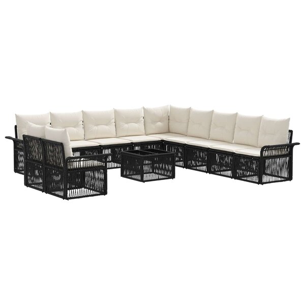 vidaXL Ensemble de canapé de jardin 12 Pièces Noir polyrotin