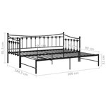 vidaXL Cadre de canapé-lit extensible Noir Métal 90x200 cm