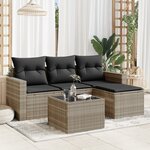 vidaXL Salon de jardin 5 Pièces avec coussins gris clair résine tressée