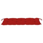 vidaXL Banc de jardin avec coussin rouge 240 cm Bois de teck massif