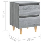 vidaXL Tables de chevet pieds en bois 2 Pièces Sonoma gris 40x35x50 cm